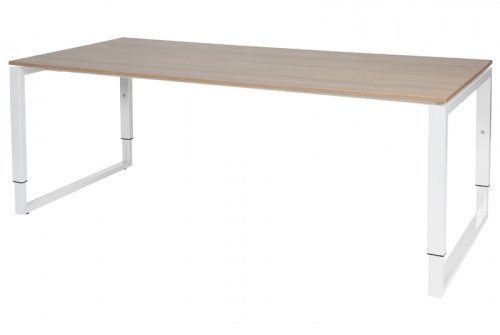 Domino Plus bureau, hoogte instelbaar (62-85cm) met 200x90cm 'zwevend' 20mm blad en O-poot frame