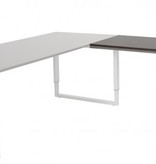 Domino Plus aanbouwtafel, hoogte instelbaar (62-85cm) met 80x60cm 'zwevend' 20mm blad en O-poot frame