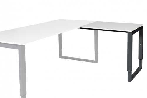 Domino Plus aanbouwtafel, hoogte instelbaar (62-85cm) met 80x60cm 'zwevend' 20mm blad en O-poot frame