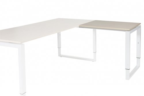 Schaffenburg Domino Plus aanbouwtafel hoogte instelbaar(62 85cm)met 80x60cm'zwevend'lindberg eiken 20mm blad en zwart(RAL9011)O poot frame