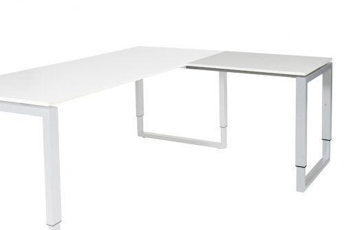 Domino Plus aanbouwtafel, hoogte instelbaar (62-85cm) met 80x60cm 'zwevend' 20mm blad en O-poot frame