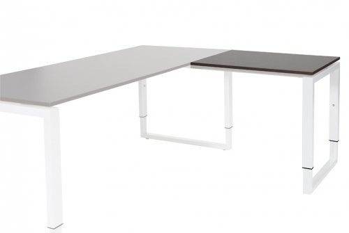 Domino Plus aanbouwtafel, hoogte instelbaar (62-85cm) met 80x60cm 'zwevend' 20mm blad en O-poot frame