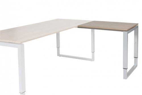 Domino Plus aanbouwtafel, hoogte instelbaar (62-85cm) met 80x60cm 'zwevend' 20mm blad en O-poot frame