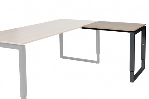 Domino Plus aanbouwtafel, hoogte instelbaar (62-85cm) met 80x60cm 'zwevend' 20mm blad en O-poot frame