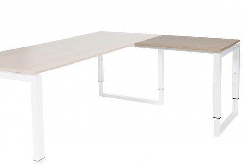 Domino Plus aanbouwtafel, hoogte instelbaar (62-85cm) met 80x60cm 'zwevend' 20mm blad en O-poot frame