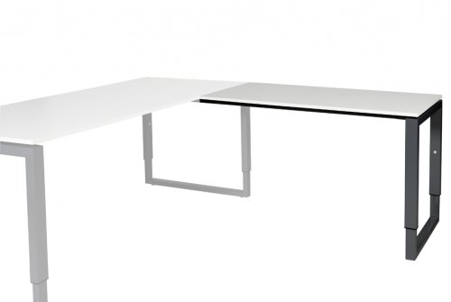 Domino Plus aanbouwtafel, hoogte instelbaar (62-85cm) met 120x60cm 'zwevend' 20mm blad en O-poot frame