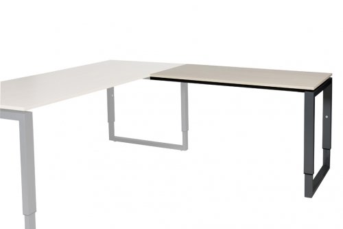 Domino Plus aanbouwtafel, hoogte instelbaar (62-85cm) met 120x60cm 'zwevend' 20mm blad en O-poot frame