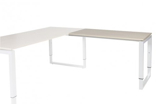 Domino Plus aanbouwtafel, hoogte instelbaar (62-85cm) met 120x60cm 'zwevend' 20mm blad en O-poot frame