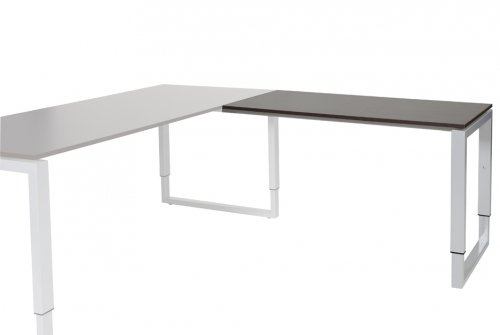 Domino Plus aanbouwtafel, hoogte instelbaar (62-85cm) met 120x60cm 'zwevend' 20mm blad en O-poot frame