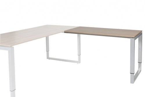 Domino Plus aanbouwtafel, hoogte instelbaar (62-85cm) met 120x60cm 'zwevend' 20mm blad en O-poot frame