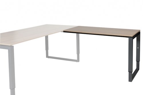 Domino Plus aanbouwtafel, hoogte instelbaar (62-85cm) met 120x60cm 'zwevend' 20mm blad en O-poot frame