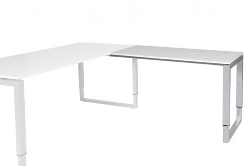 Domino Plus aanbouwtafel, hoogte instelbaar (62-85cm) met 120x60cm 'zwevend' 20mm blad en O-poot frame