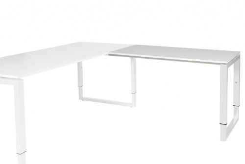 Domino Plus aanbouwtafel, hoogte instelbaar (62-85cm) met 120x60cm 'zwevend' 20mm blad en O-poot frame