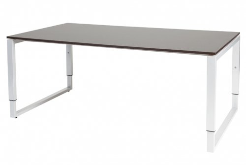 Schaffenburg Domino Plus vergadertafel hoogte instelbaar (62-85cm) met 180x100cm'zwevend'wenge donker 20mm blad en wit (RAL9010) O-poot frame