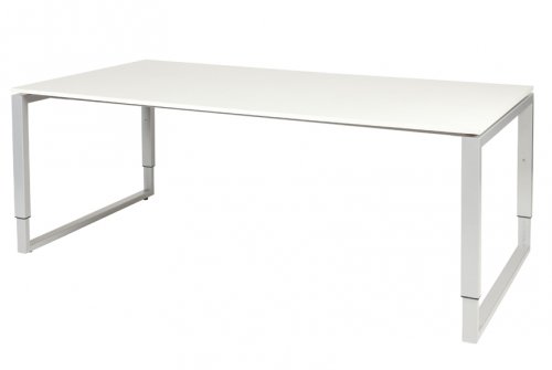 Domino Plus vergadertafel, hoogte instelbaar (62-85cm) met 200x100cm 'zwevend' 20mm blad en O-poot frame