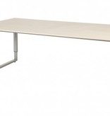 Domino Plus vergadertafel, hoogte instelbaar (62-85cm) met 200x100cm 'zwevend' 20mm blad en O-poot frame