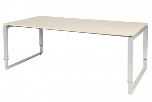 Domino Plus vergadertafel, hoogte instelbaar (62-85cm) met 200x100cm 'zwevend' 20mm blad en O-poot frame