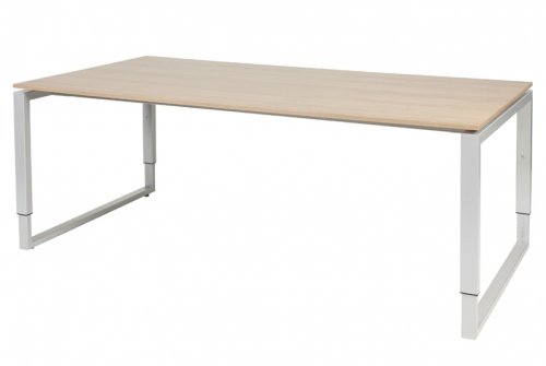 Domino Plus vergadertafel, hoogte instelbaar (62-85cm) met 200x100cm 'zwevend' 20mm blad en O-poot frame