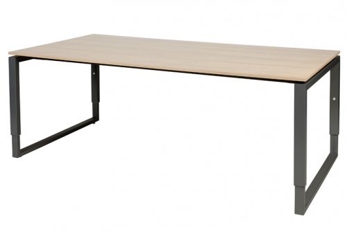 Domino Plus vergadertafel, hoogte instelbaar (62-85cm) met 200x100cm 'zwevend' 20mm blad en O-poot frame