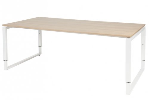 Domino Plus vergadertafel, hoogte instelbaar (62-85cm) met 200x100cm 'zwevend' 20mm blad en O-poot frame