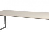 Domino Plus vergadertafel, hoogte instelbaar (62-85cm) met 220x100cm 'zwevend' 20mm blad en O-poot frame