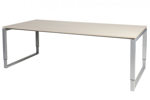 Domino Plus vergadertafel, hoogte instelbaar (62-85cm) met 220x100cm 'zwevend' 20mm blad en O-poot frame