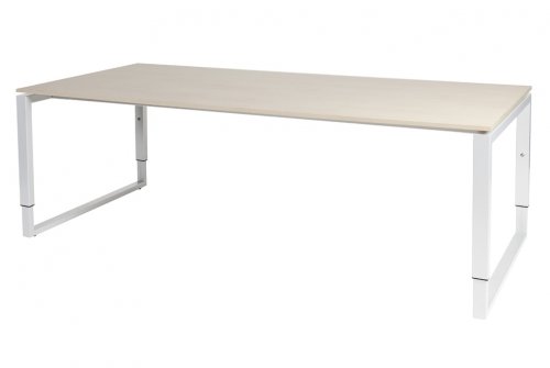 Domino Plus vergadertafel, hoogte instelbaar (62-85cm) met 220x100cm 'zwevend' 20mm blad en O-poot frame