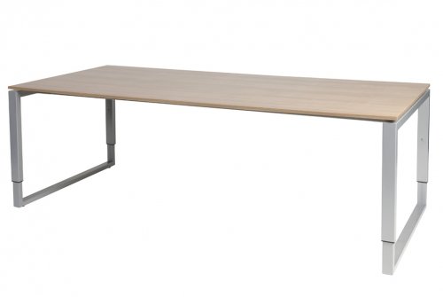 Domino Plus vergadertafel, hoogte instelbaar (62-85cm) met 220x100cm 'zwevend' 20mm blad en O-poot frame