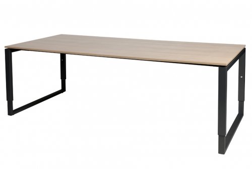 Domino Plus vergadertafel, hoogte instelbaar (62-85cm) met 220x100cm 'zwevend' 20mm blad en O-poot frame