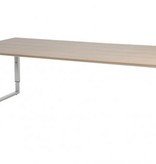 Domino Plus vergadertafel, hoogte instelbaar (62-85cm) met 220x100cm 'zwevend' 20mm blad en O-poot frame