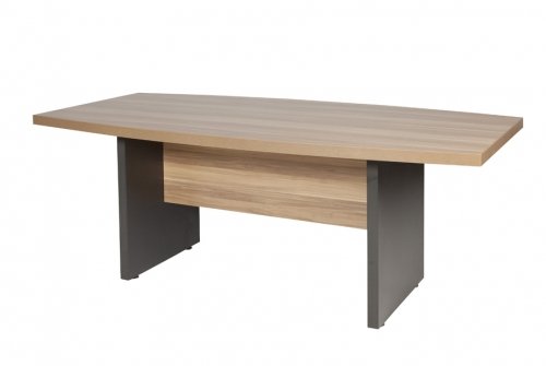 ZENO directie vergadertafel, vaste hoogte (75cm) met 200x100cm blad en licht noten/ antraciet kleurstelling