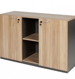 Schaffenburg ZENO tweedeurskast met open vak en legbord 80x45x75cm licht noten/ antraciet