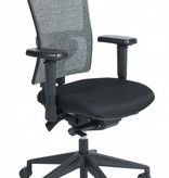Schaffenburg bureaustoel serie NPR 400, zitting stof, verstelbare rug in mesh, voetkruis , inclusief zithoogte-verstelling, synchroonmechanisme, schuifzitting en gewichtsinstelling, inclusief lendesteun, 3D verstelbare armleggers, multifunctionele wielen