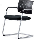 Schaffenburg serie 036 kantine-/ conferentiestoel zitting , rug kunststof , armleggers kunststof, sledeframe staal verchroomd