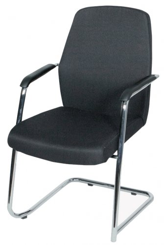 Schaffenburg serie 041, conferentiestoel met verchroomd slede-onderstel, armleggers kunststof, sledeframe voorzien van vloerdoppen, hoge rugleuning, stapelbare uitvoering, zithoogte 46,5 cm.