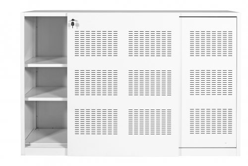 Schaffenburg Claudius Schuifdeurkast 180x120cm(BxH)voorzien van twee akoestische deuren. wit structuurlak RAL