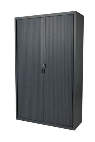 Claudius Basic roldeurkast 198x120x45cm., ombouw-en lamellenkleur , voorzien van 1-puntssluiting, genummerd slot, stalen slot eneindlamel. De handgrepen zijn in de eindlamelverzonken. (Interieur apart bestellen)