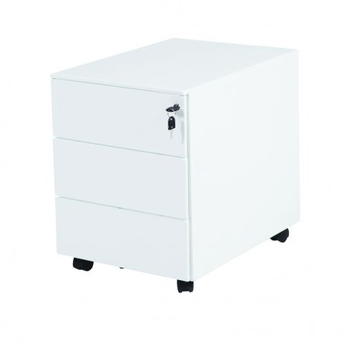 Claudius Plus verrijdbaar ladenblok, 43,5x55,4x78cm (BxHxD), uitgevoerd met 3 x laden A6 + 1 pennenlade, voorzien van contragewicht en slot met genummerde kniksleutel, alle lades voorzien van geblindeerde telescoopgeleiding en blokkeerinrichting, romp + l