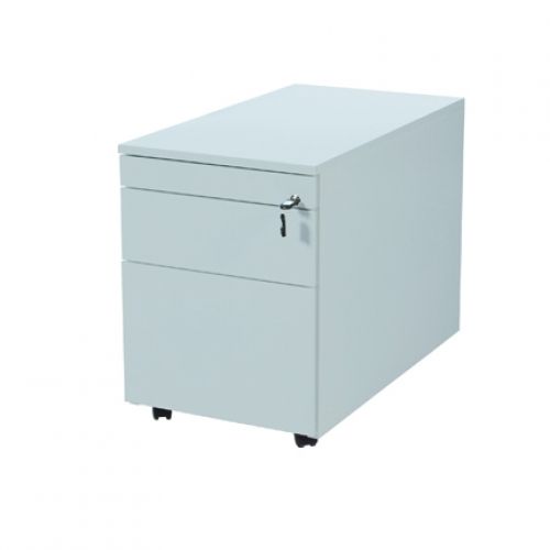 Claudius Plus verrijdbaar ladenblok, 43,5x55,4x78cm (BxHxD), uitgevoerd met 1 x lade A6, 1 x hangmappenlade A4 + 1 pennenlade, voorzien van contragewicht en slot met genummerde kniksleutel, alle lades voorzien van geblindeerde telescoopgeleiding en blokke