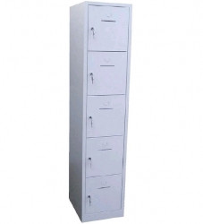 Stalen Lockerkast met 5 deuren en 2 sleutels per slot