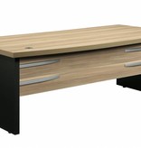 ZENO directie bureau, vaste hoogte (75cm) met 200x100cm blad en licht noten/ antraciet kleurstelling