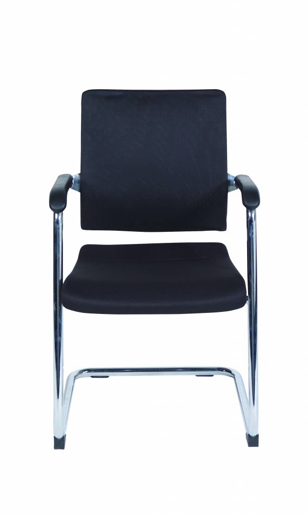 Schaffenburg serie 045 conferentiestoel, sledeframe verchroomd staal, voorzien van soft armpads. 1 jaar garantie