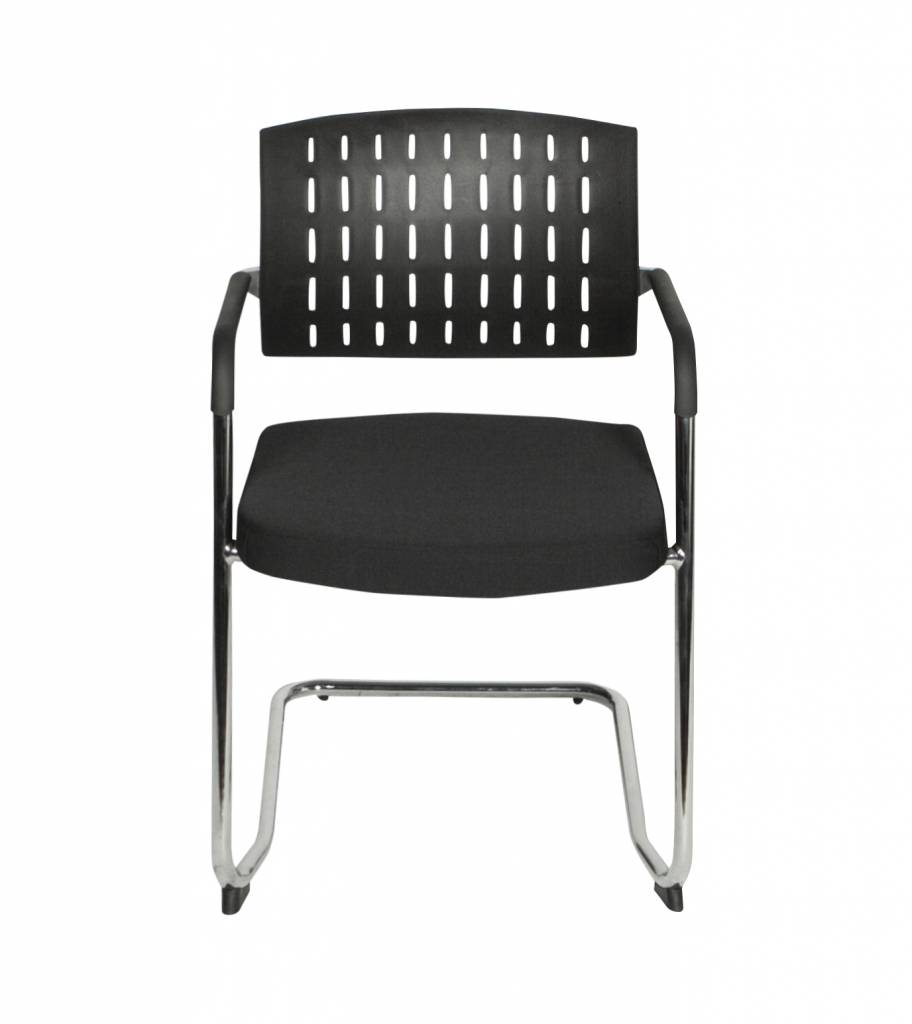 Schaffenburg serie 036 kantine-/ conferentiestoel zitting , rug kunststof , armleggers kunststof, sledeframe staal verchroomd