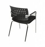 Schaffenburg serie 036 kantine-/ conferentiestoel zitting , rug kunststof , armleggers kunststof, sledeframe staal verchroomd