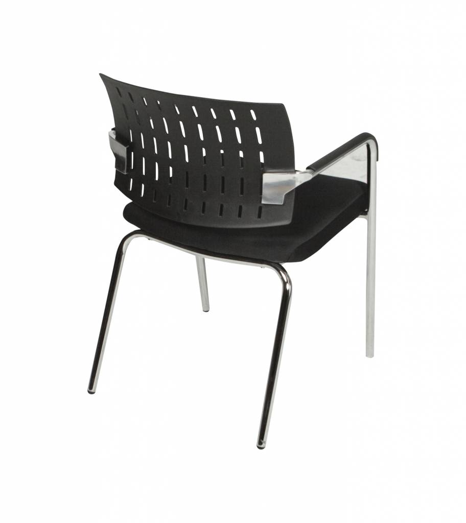 Schaffenburg serie 036 kantine-/ conferentiestoel zitting , rug kunststof , armleggers kunststof, sledeframe staal verchroomd