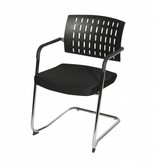 Schaffenburg serie 036 kantine-/ conferentiestoel zitting , rug kunststof , armleggers kunststof, sledeframe staal verchroomd