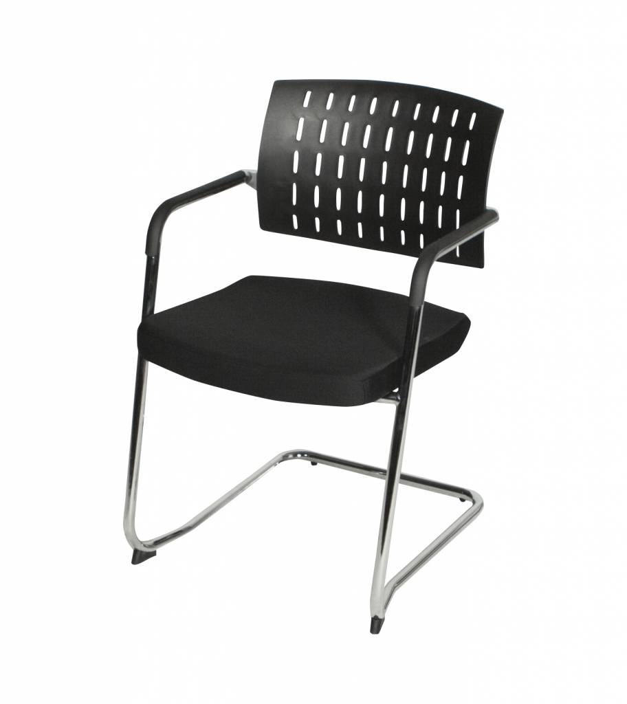 Schaffenburg serie 036 kantine-/ conferentiestoel zitting , rug kunststof , armleggers kunststof, sledeframe staal verchroomd
