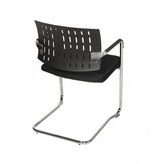 Schaffenburg serie 036 kantine-/ conferentiestoel zitting , rug kunststof , armleggers kunststof, sledeframe staal verchroomd