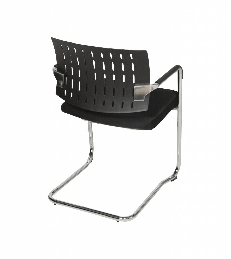 Schaffenburg serie 036 kantine-/ conferentiestoel zitting , rug kunststof , armleggers kunststof, sledeframe staal verchroomd