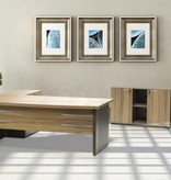 ZENO directie bureau, vaste hoogte (75cm) met 200x100cm blad en licht noten/ antraciet kleurstelling